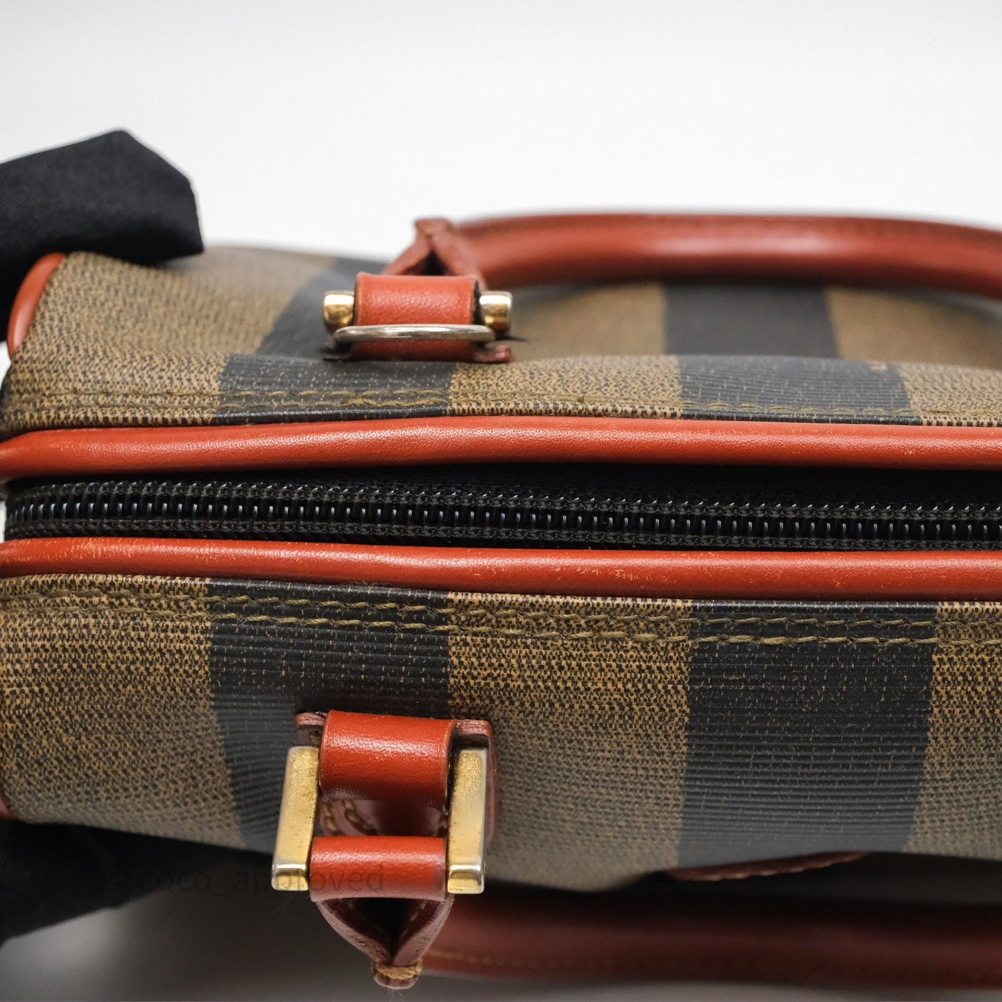 Fendi Mini Vintage Striped Boston Bag