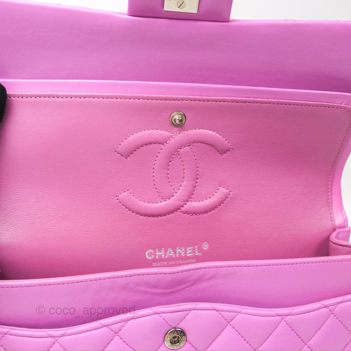 Chanel Medium Classic Flap Quilted Purple Lambskin Silver Hardware