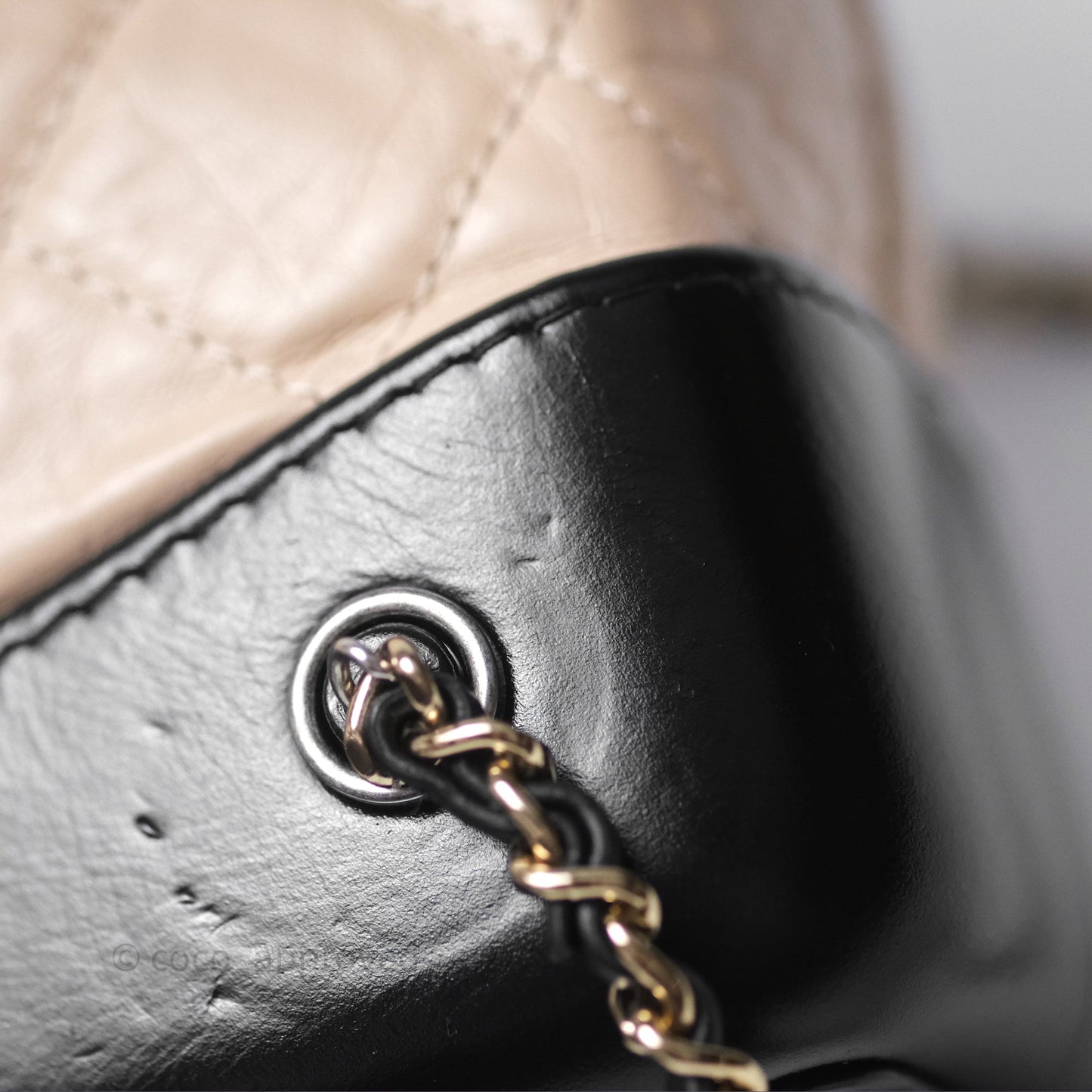Chanel Small Gabrielle Backpack Beige Black Aged Calfskin