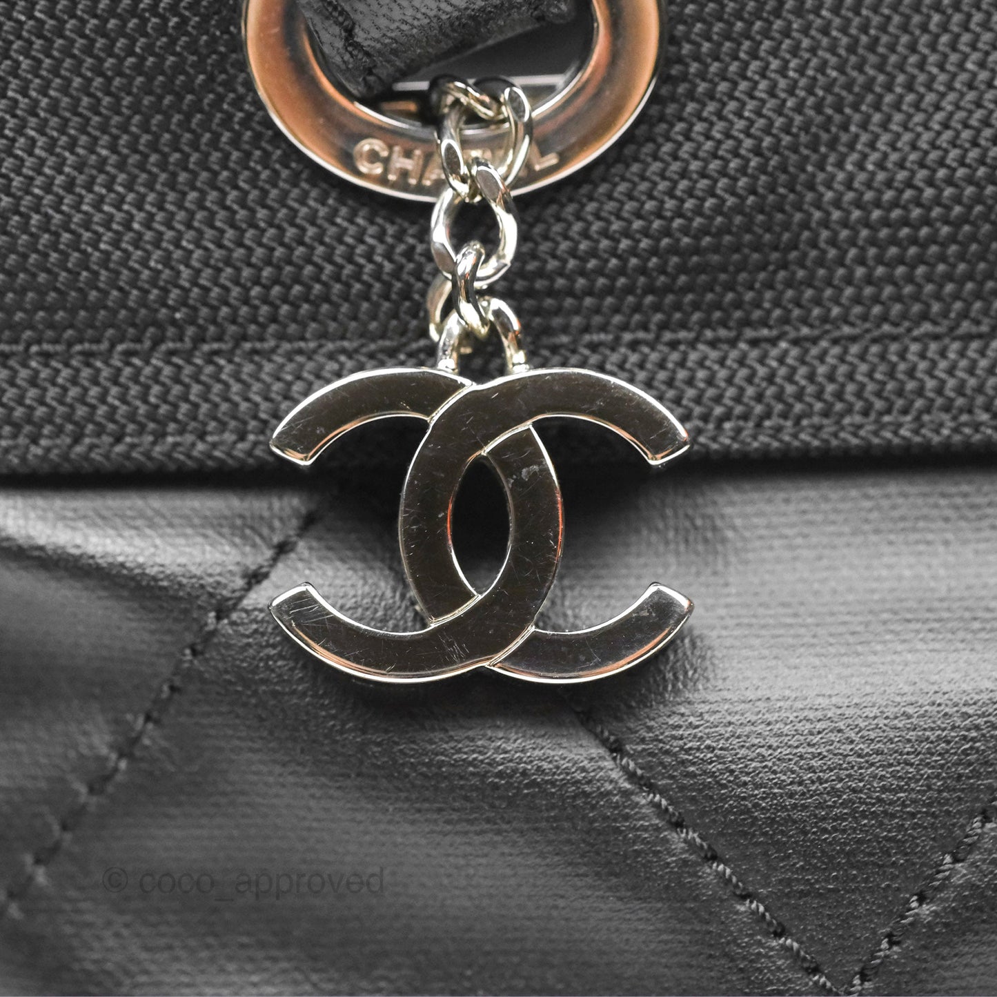 Chanel Quilted Paris Biarritz Tote PM Black Coated Canvas