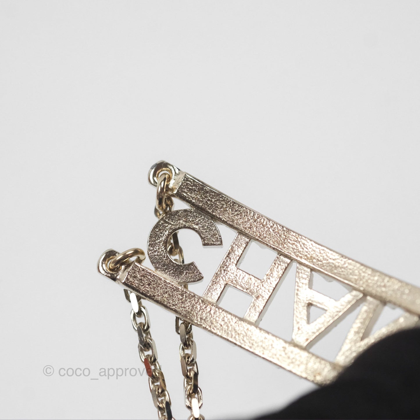 Chanel Crystal Chanel Logo Chain Choker Gold Tone 22S