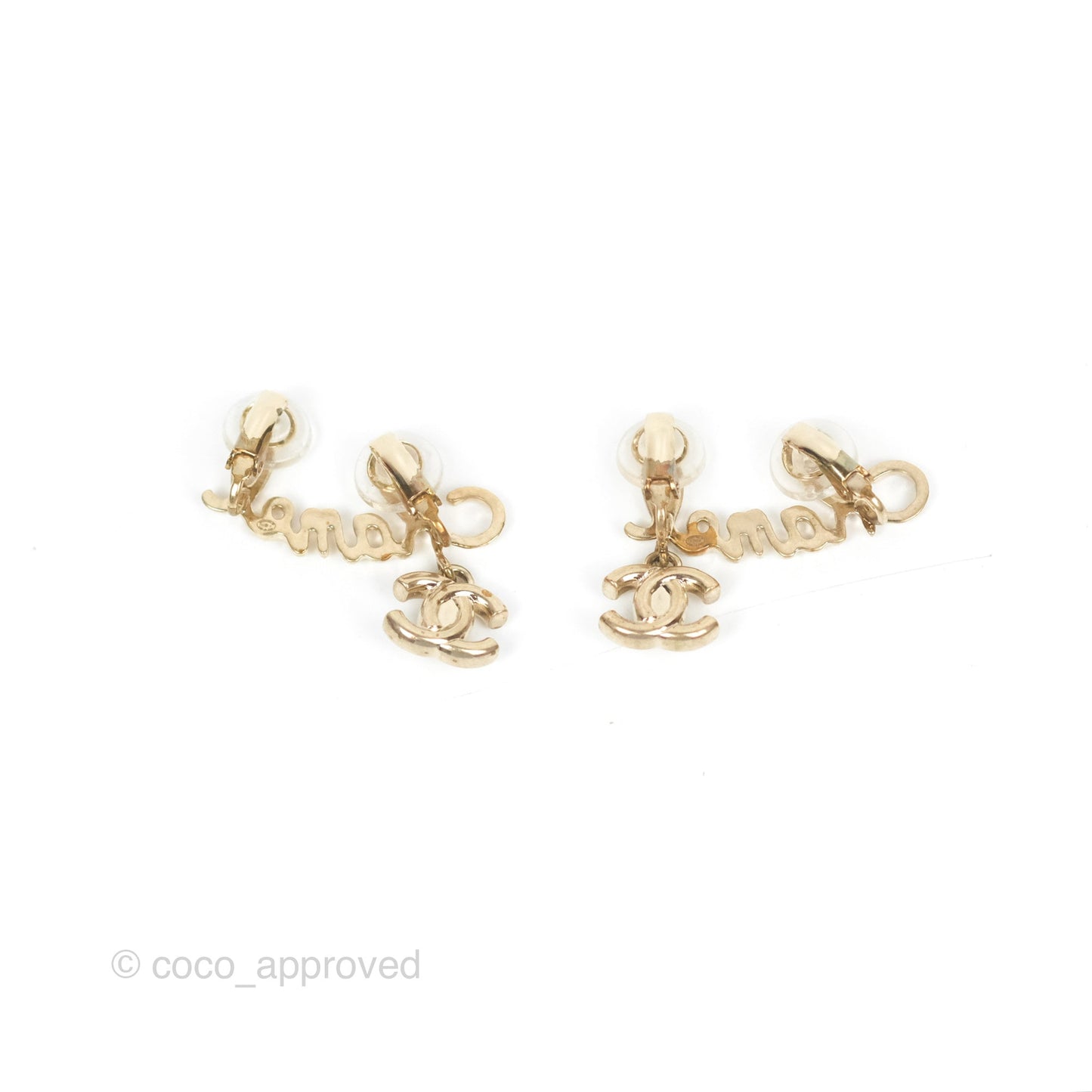 Chanel Logo CC Turnlock Ear Clips Gold Tone 22V