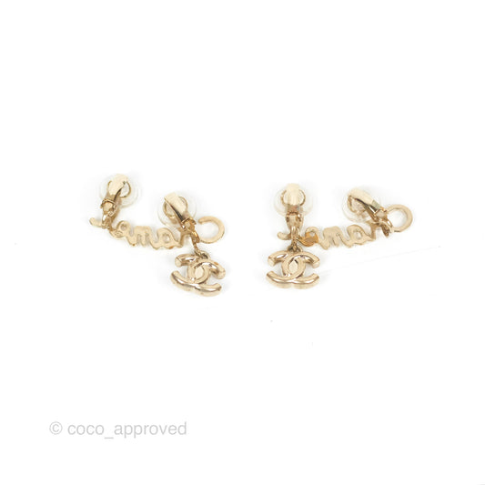 Chanel Logo CC Turnlock Ear Clips Gold Tone 22V