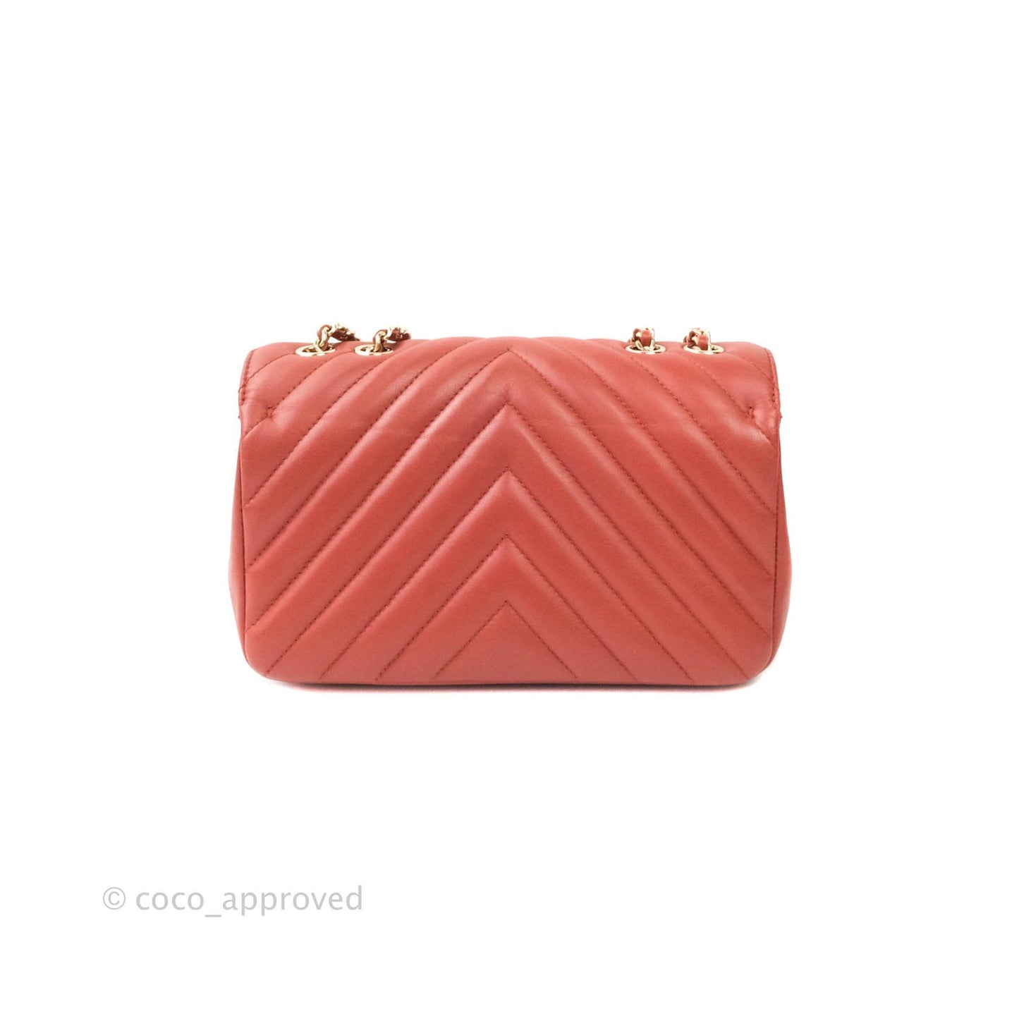Chanel Small Statement Chevron Flap Bag Red Lambskin Gold Hardware