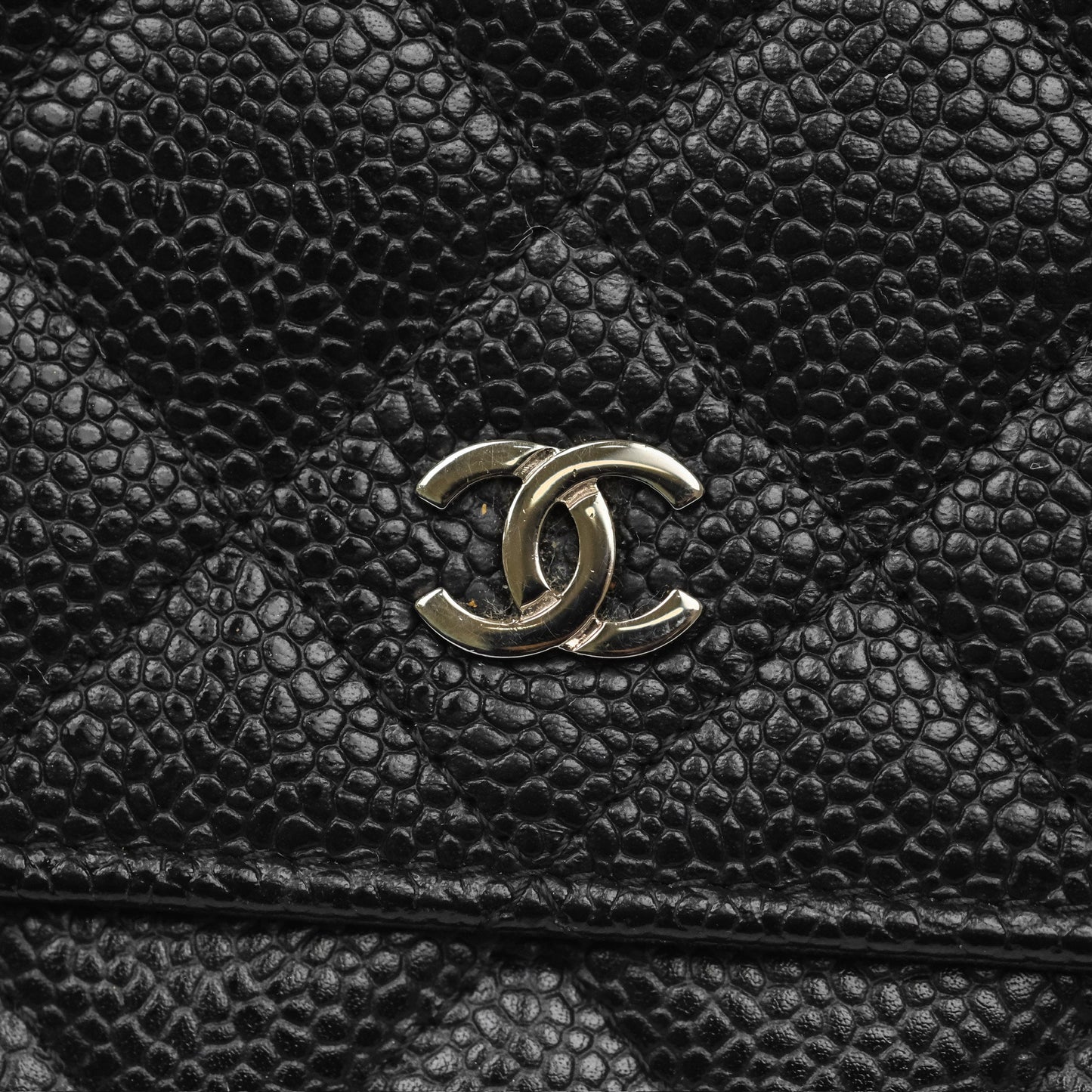 Chanel Classic Wallet On Chain WOC Quilted Black Caviar Silver Hardware