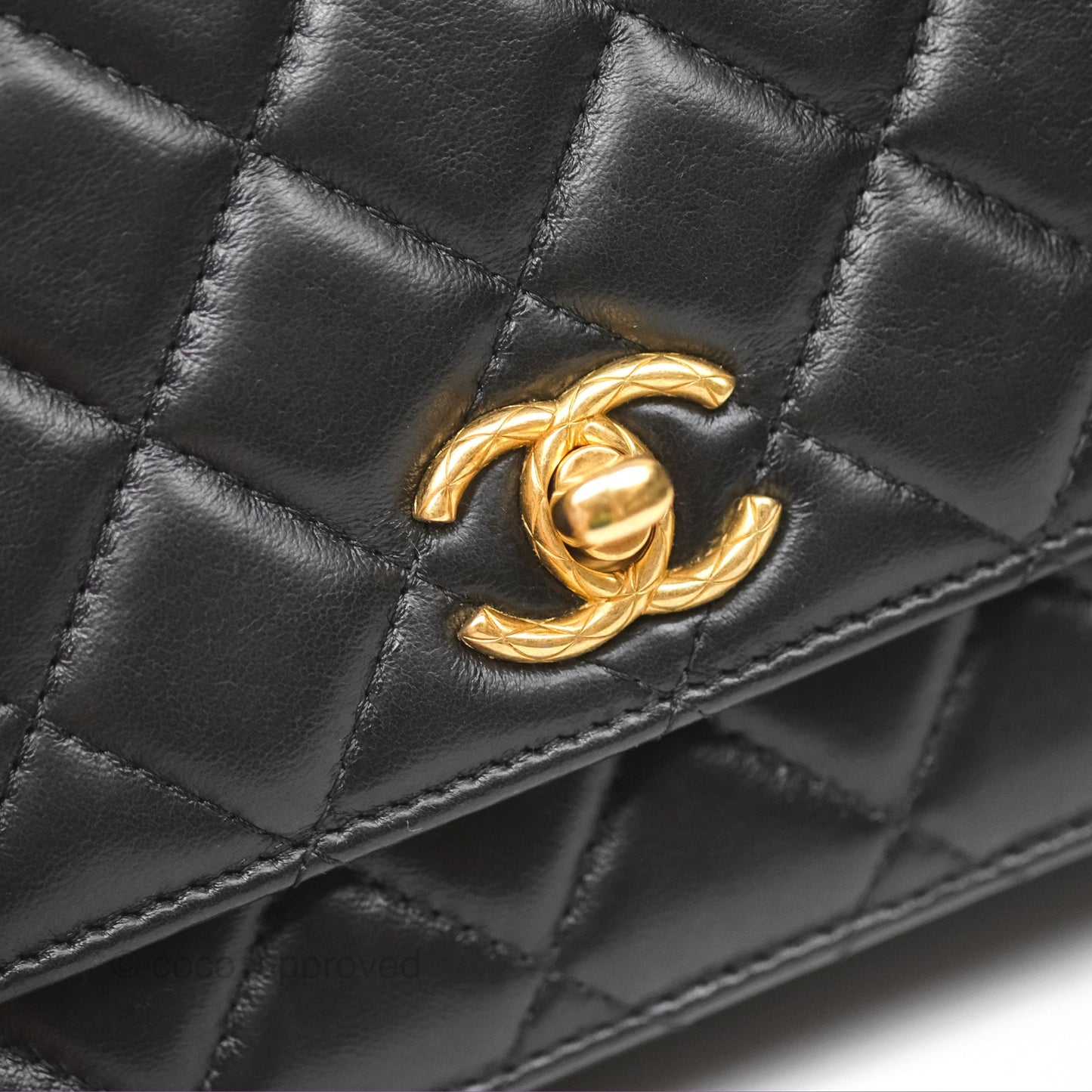 Chanel All Slide Wallet on Chain WOC Adjustable Chain Quilted Black Lambskin 22K