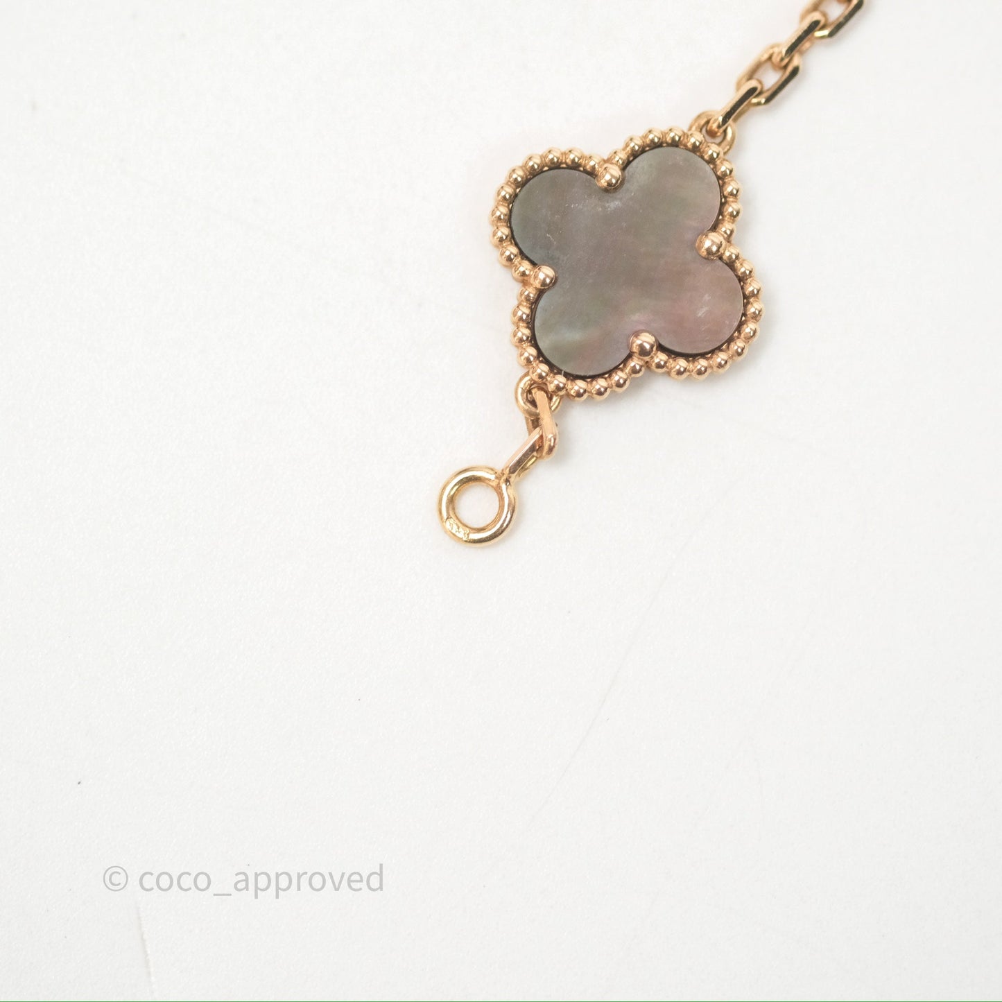 Van Cleef & Arpels Vintage Alhambra 5 Motifs Bracelet Grey Mother-of-pearl Diamonds Rose Gold