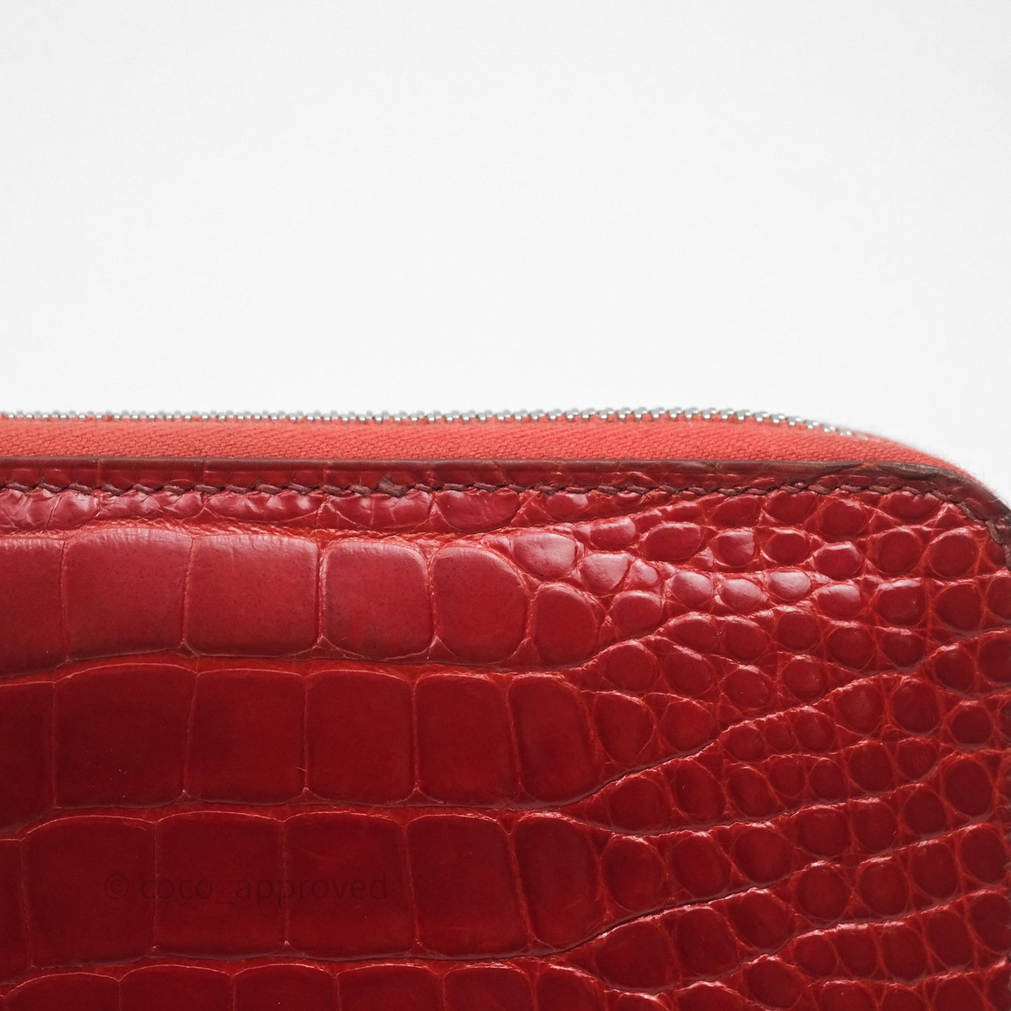 Hermès Azap Wallet Red Alligator Palladium Hardware
