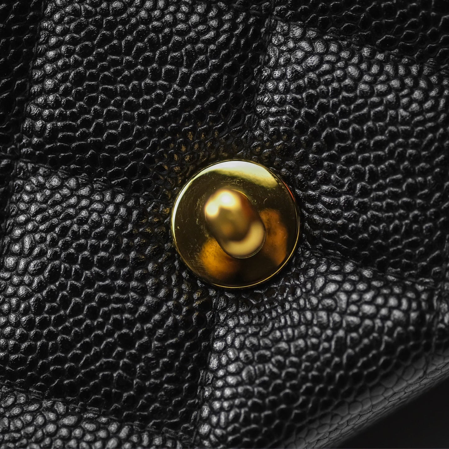 Chanel Small Vintage Quilted Classic Diana Flap Bag Black Caviar 24K Gold Hardware