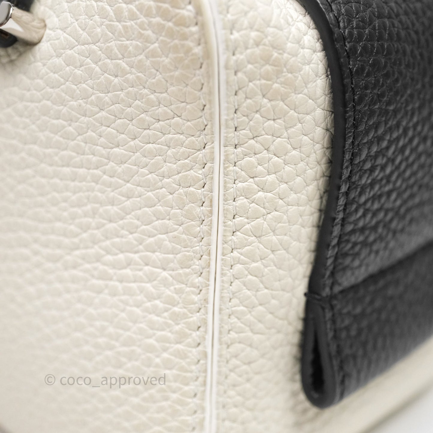 Delvaux Cool Box Mini Taurillon Soft Grained White/Black Calfskin Silver Hardware