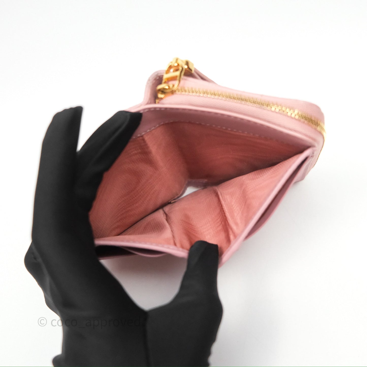 Christian Dior Medium Caro Scarlet Zipped Wallet Pink Cannage Calfskin