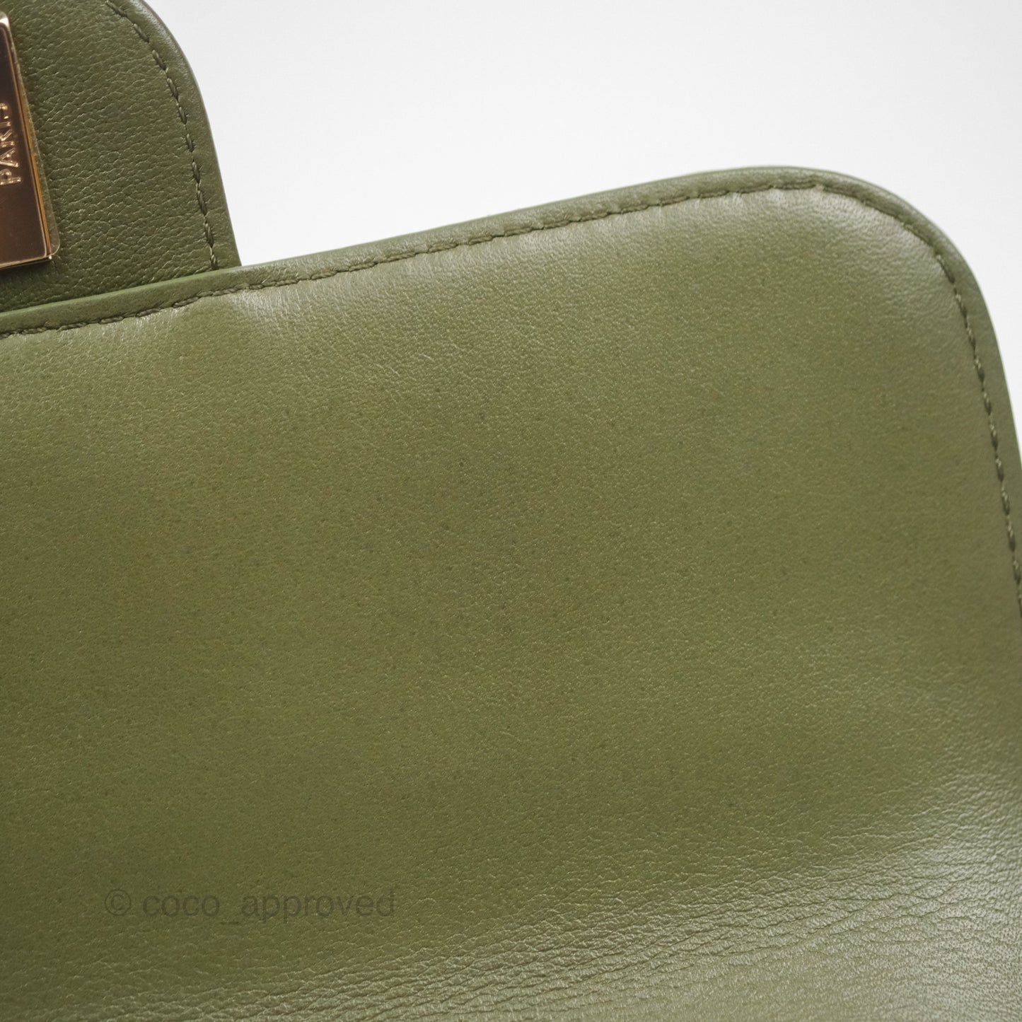 Chanel Small Coco Lady Quilted Flap Bag With Top Handle Olive Green Calfskin Gold Hardware
