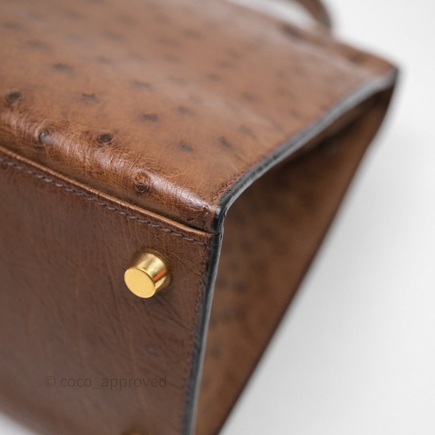 Hermès Kelly 28 Chocolate Ostrish Sellier Gold Hardware