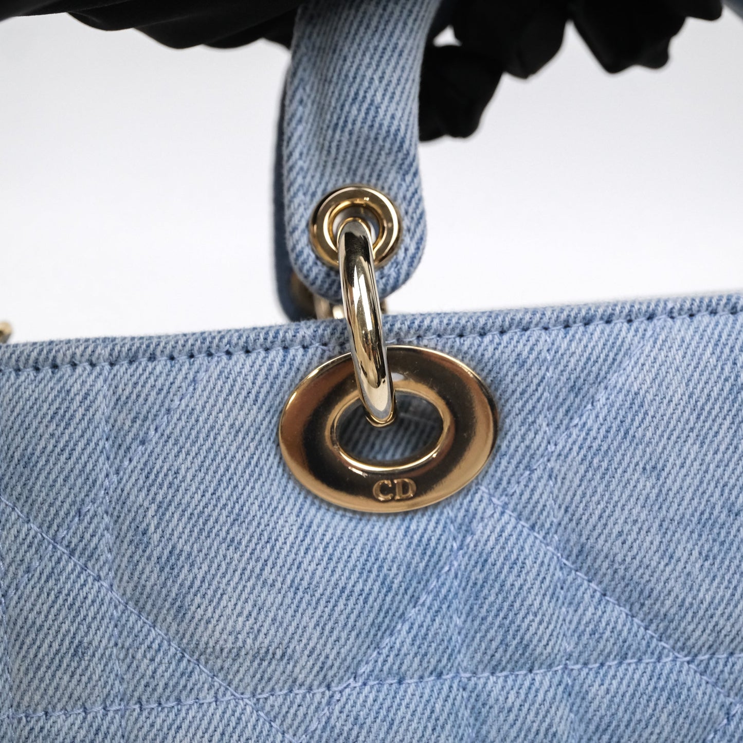 Christian Dior Medium Lady D-Joy Bag Denim Cannage Gold Hardware