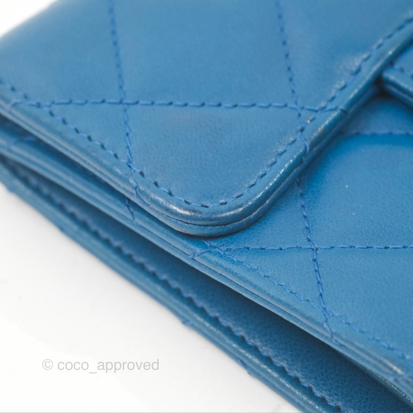 Chanel Classic Short Flap Wallet Blue Lambskin Gold Hardware