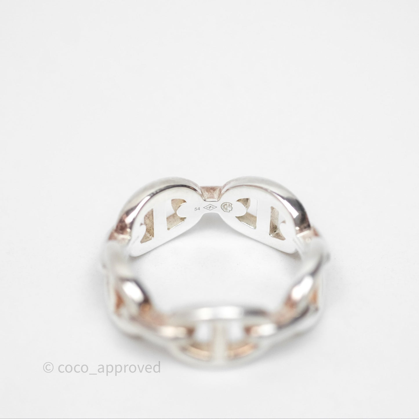 Hermès Sterling Silver PM Chaine d'Ancre Enchainee Band Ring 54