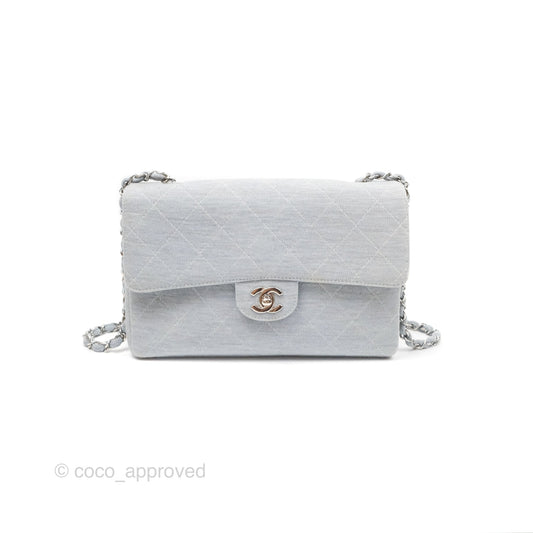 Chanel Medium Single Flap Jersey Flap Bag Silver Hardware