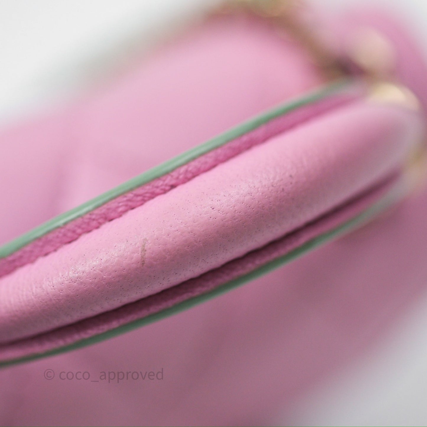 Chanel Mini Handle Clutch With Chain Pink/ Mint Lambskin Gold Hardware 23P