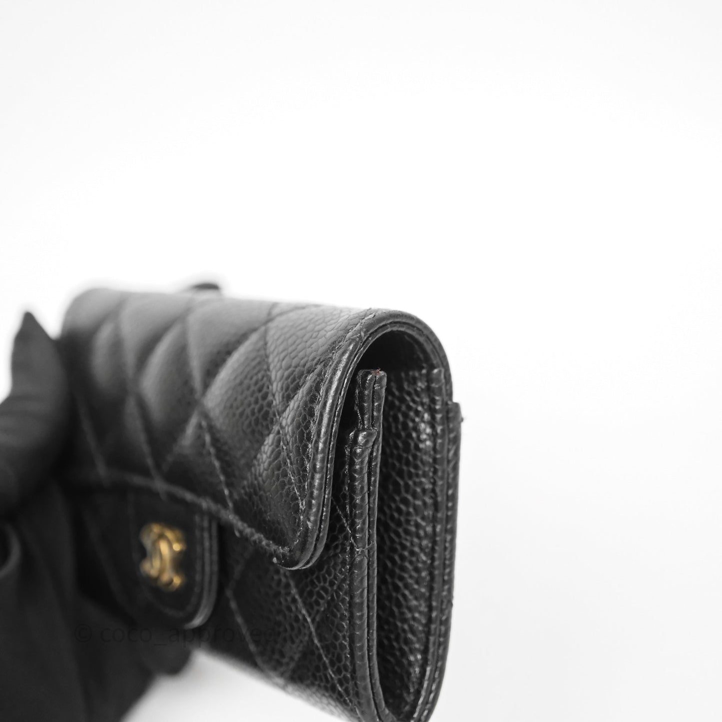 Chanel Quilted Flap Card Holder Black Caviar Gold Hardware