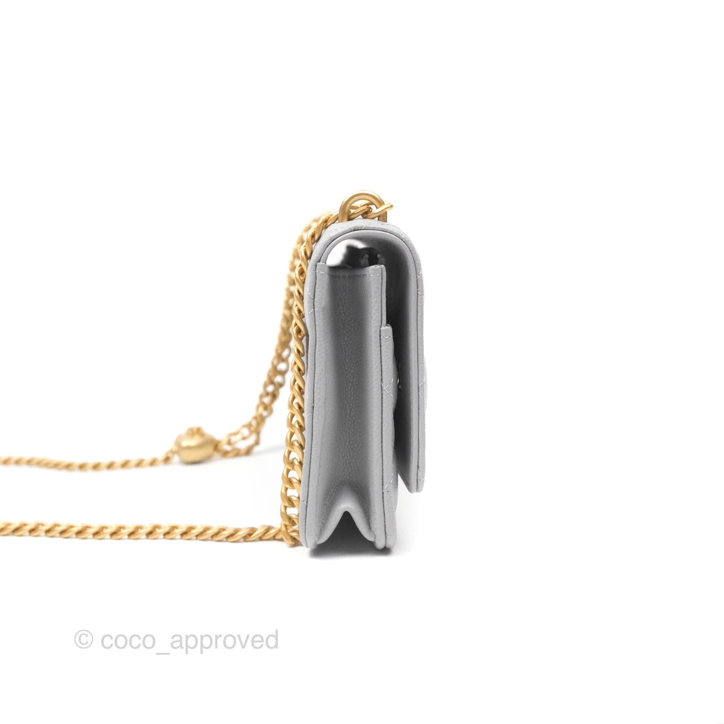 Chanel Heart Adjustable Chain WOC Grey Caviar Aged Gold Hardware