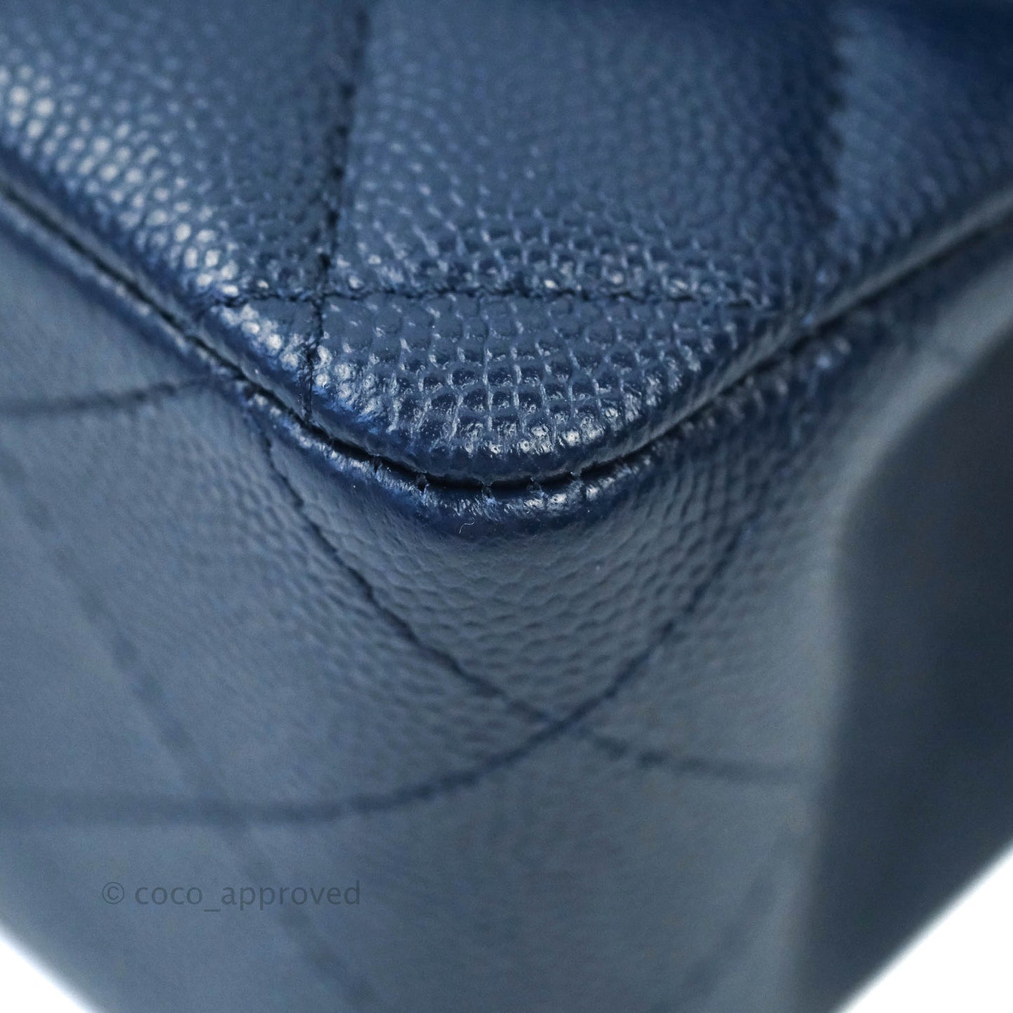 Chanel Quilted M/L Medium Double Flap Navy Caviar Gold Hardware 17B