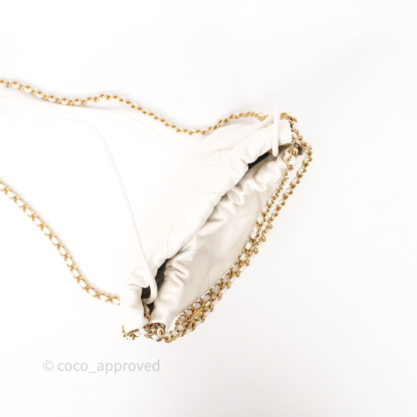 Chanel 22 Mini Bag White Calfskin Aged Gold Hardware