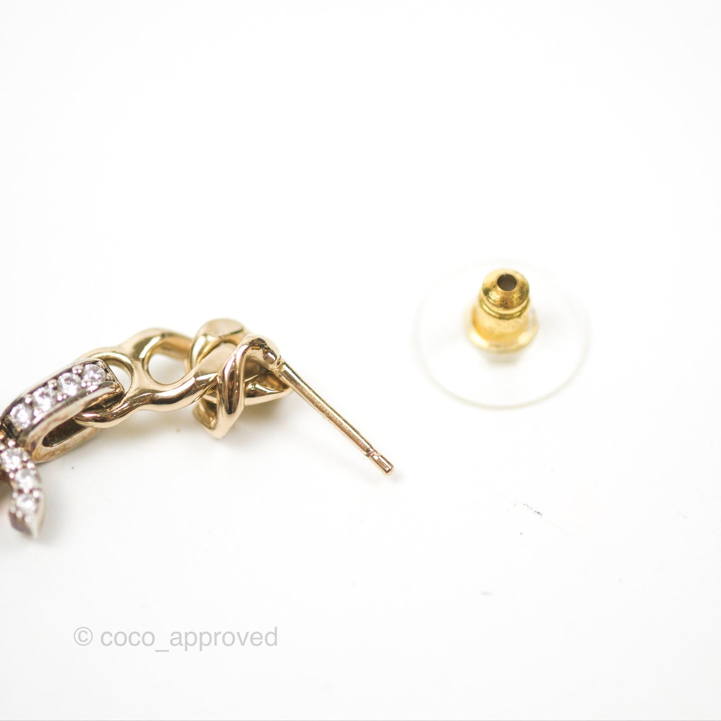 Chanel Chain CC Crystal Drop Earrings Gold & Silver Tone 22S