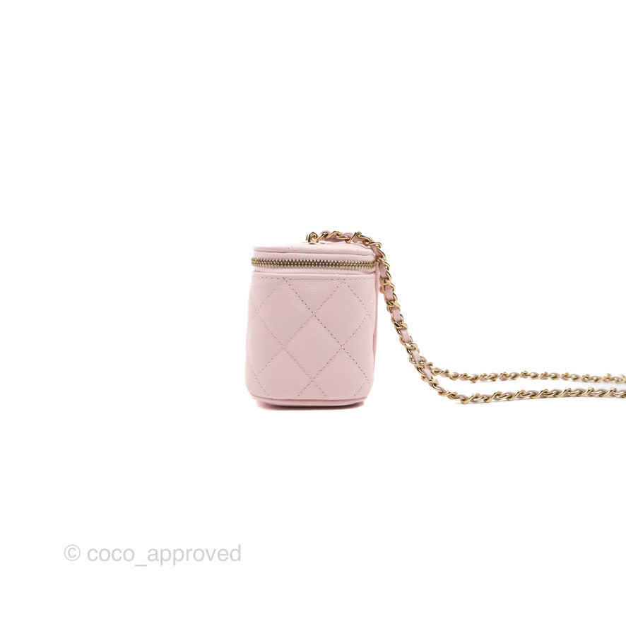 Chanel Mini Vanity With Chain Pink Caviar Gold Hardware