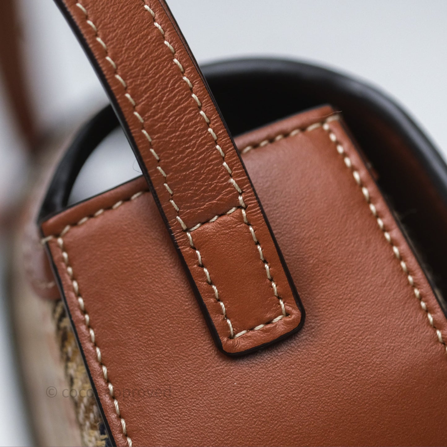 Celine Clutch on Strap in Tartan Textile and Natural Calfskin