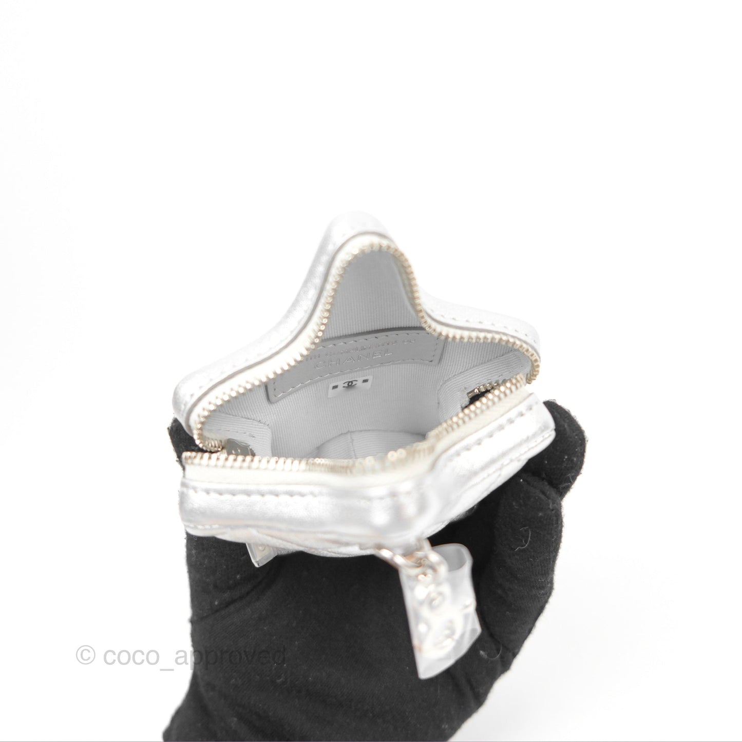 Chanel Star Coin Purse Metallic Silver Lambskin Silver Hardware
