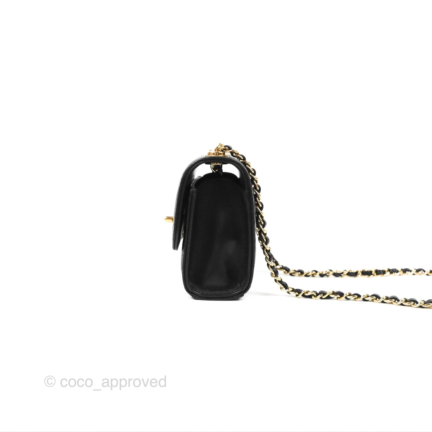 Chanel Mini Quilted Trendy CC Clutch With Chain Black Lambskin Gold Hardware