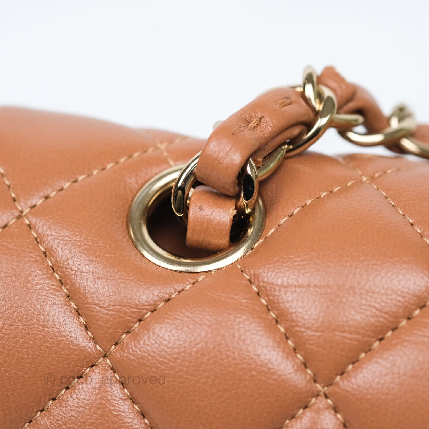 Chanel Medium Classic Quilted Flap Dark Beige Caramel Lambskin Gold Hardware