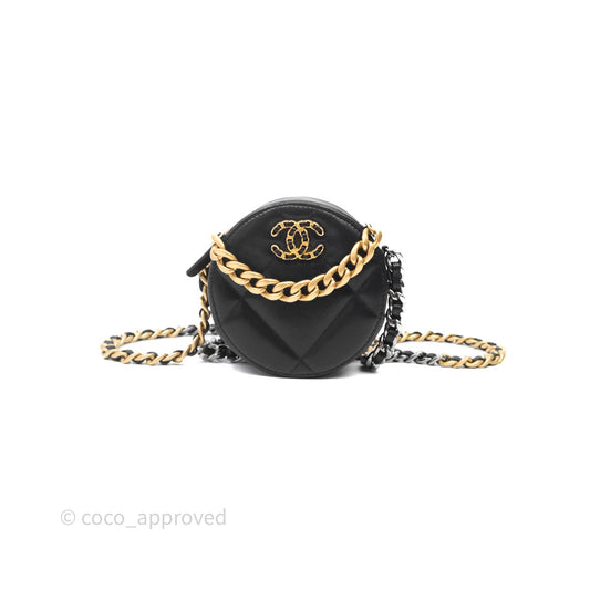 Chanel 19 Round Clutch With Chain Black Mixed Hardware