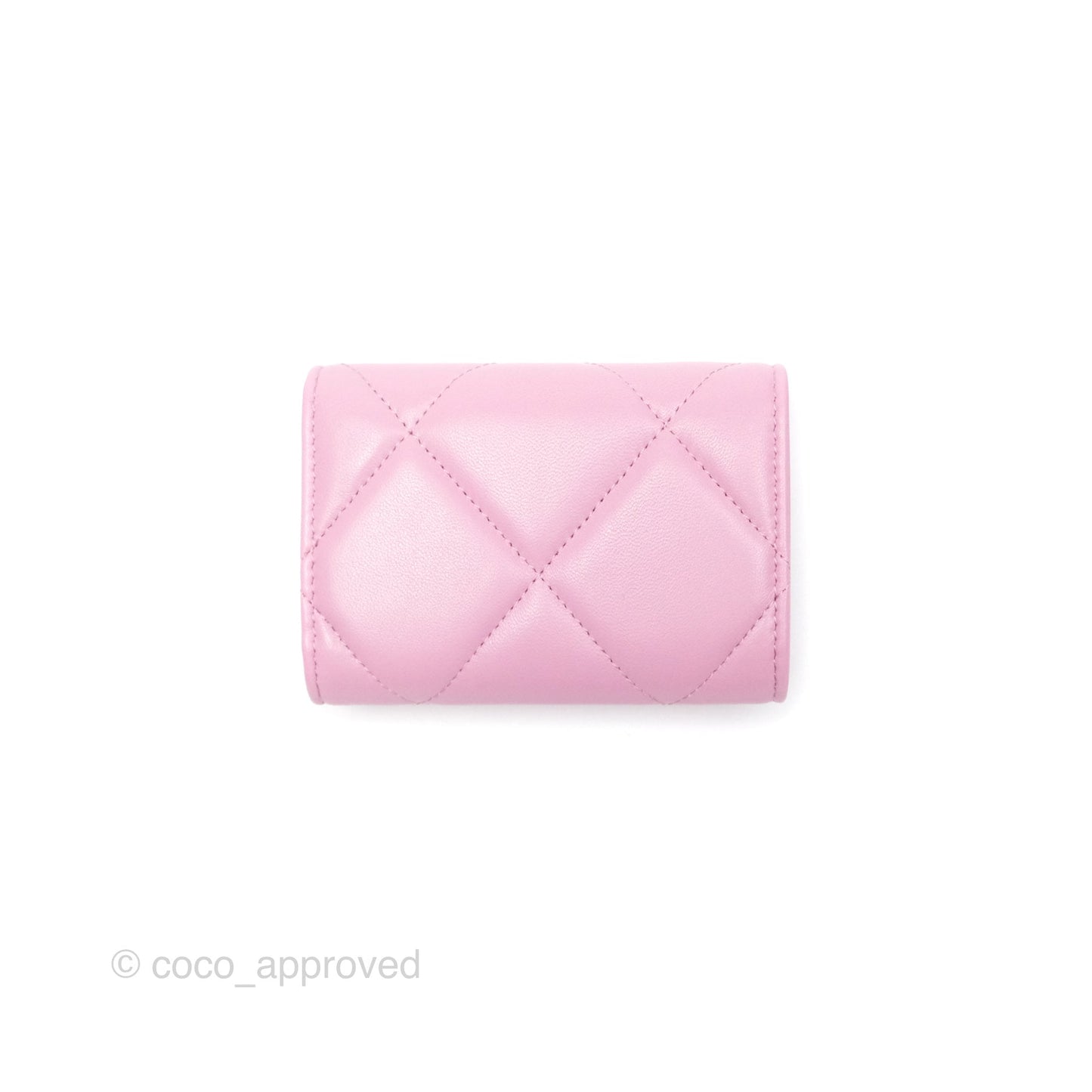 Chanel 19 Short Trifold Wallet Pink Lambskin Silver Hardware