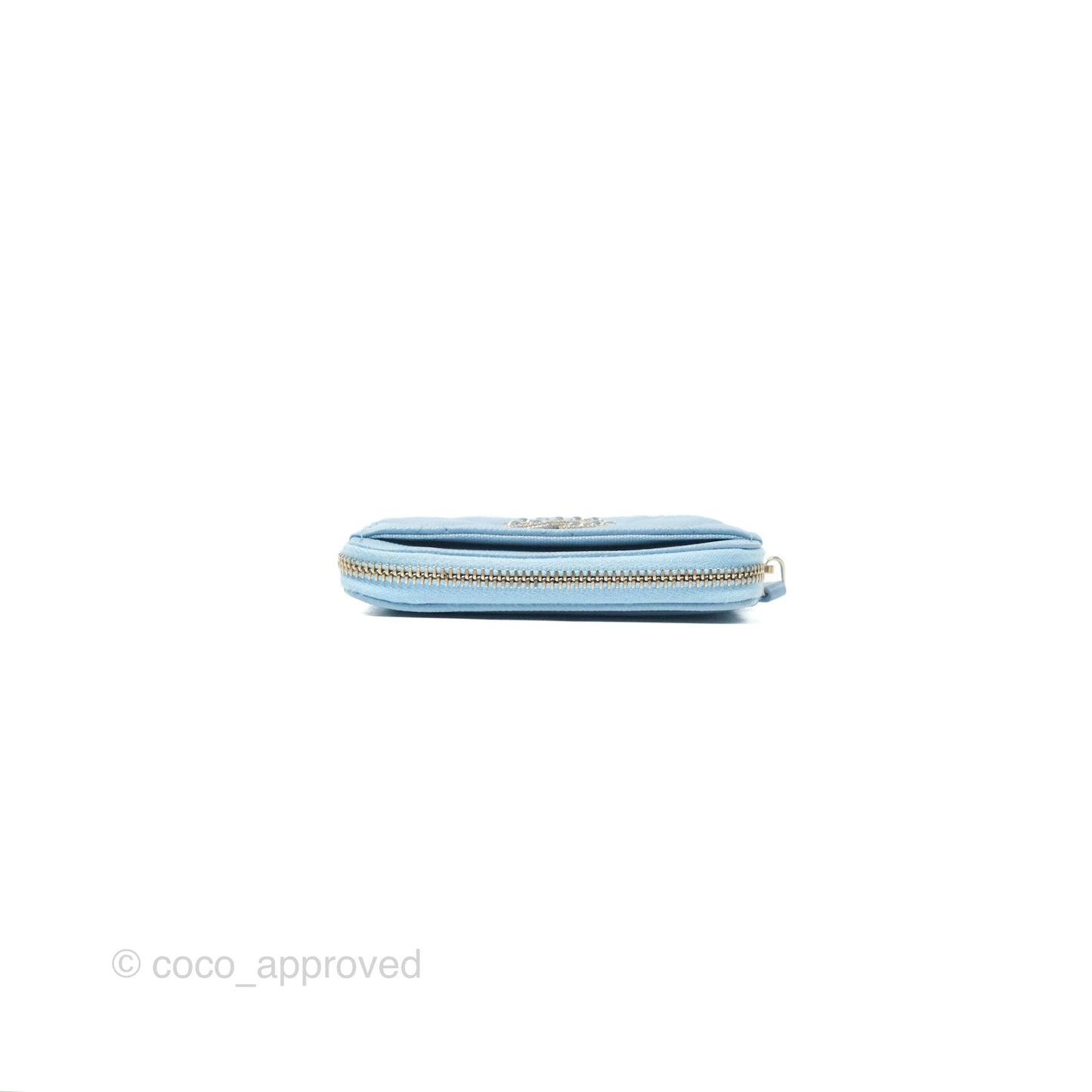 Chanel Zipped Coin Purse Card Holder Blue Caviar 22S