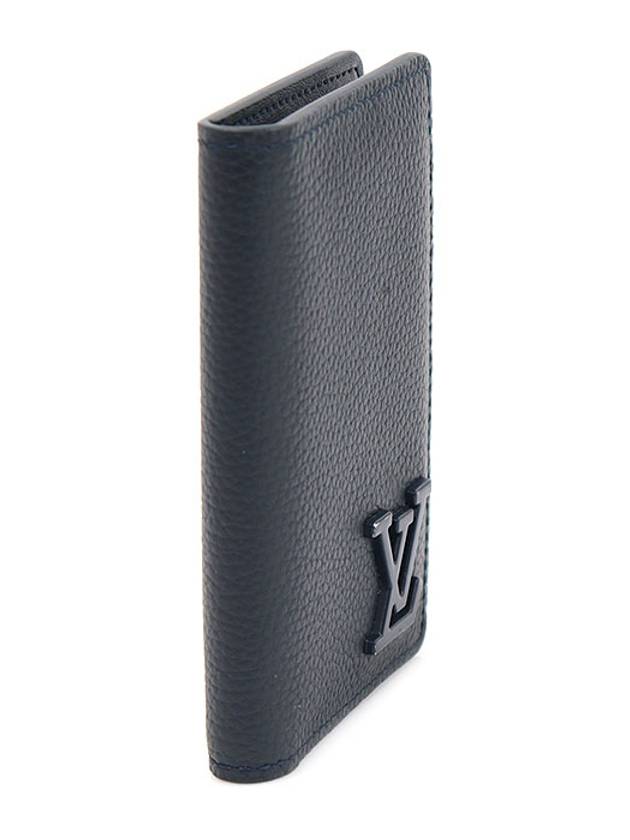 Luxury Saint Laurent M69979 Ink Blue Grain Calfskin LV Aerogram Pocket Organizer Card Holder