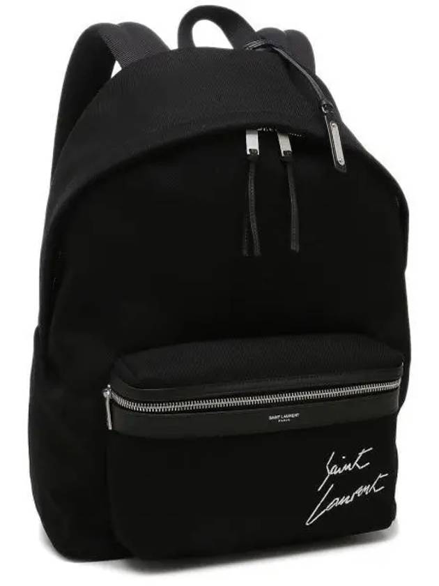 Luxury Saint Laurent Embroidered City Canvas Backpack Black