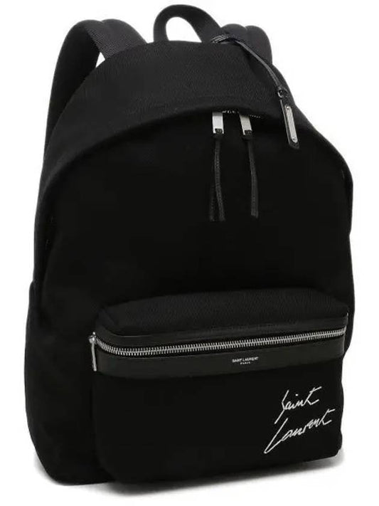 Luxury Saint Laurent Embroidered City Canvas Backpack Black