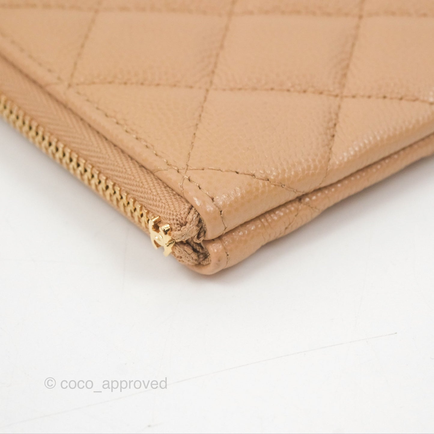 Chanel Quilted Mini O Case Beige Caviar Gold Hardware
