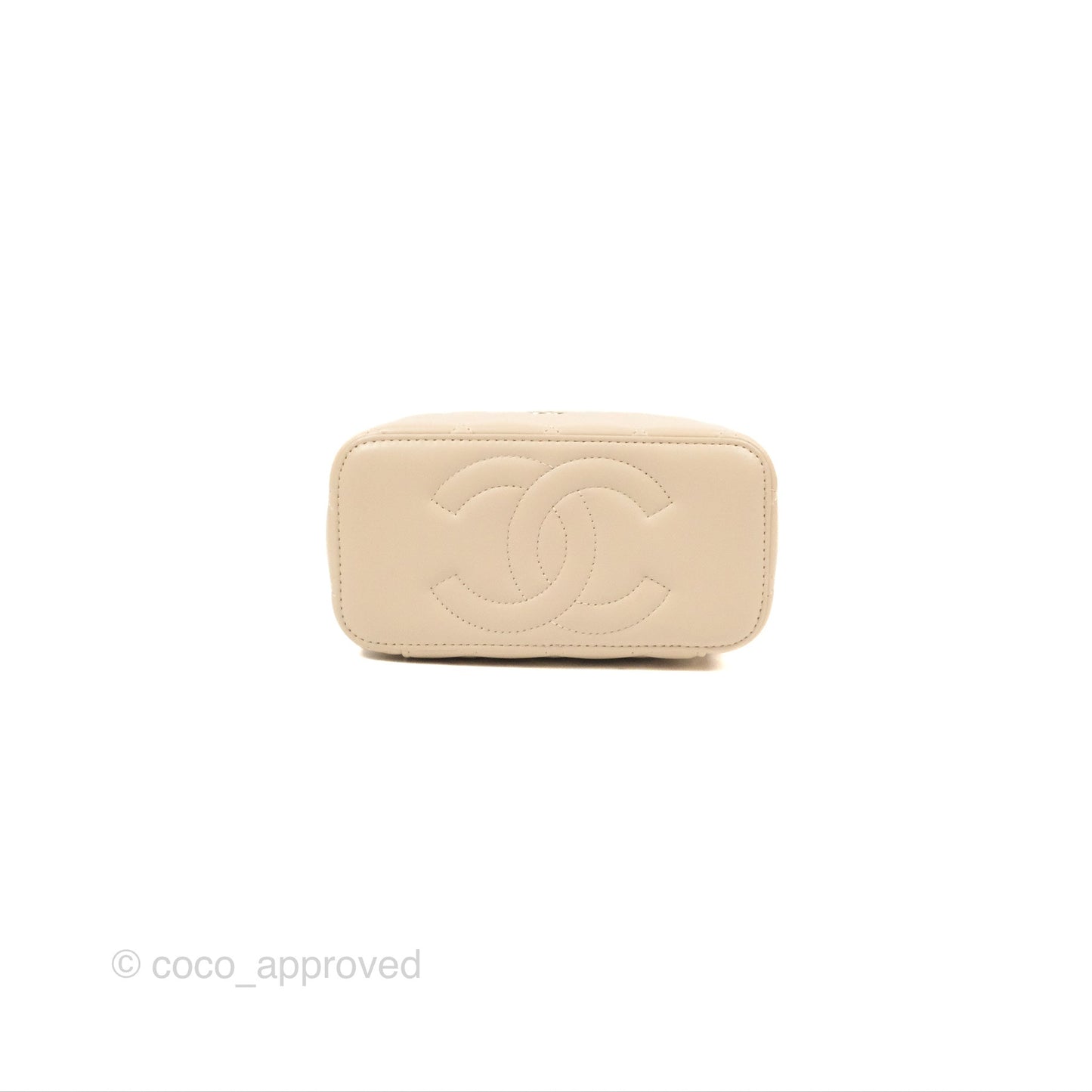 Chanel Vanity Rectangular Top Handle Ecru/Beige Lambskin Gold Hardware 23P