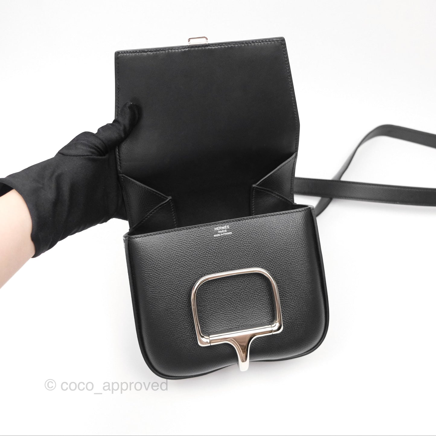 Hermès Della Cavalleria Mini Bag Noir 89 Epsom Palladium Hardware
