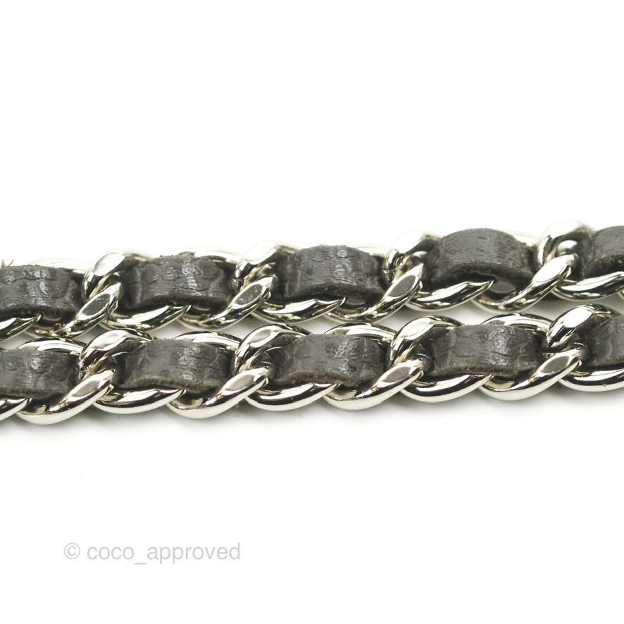 Chanel Half Moon Wallet on Chain WOC Dark Grey Caviar Silver Hardware