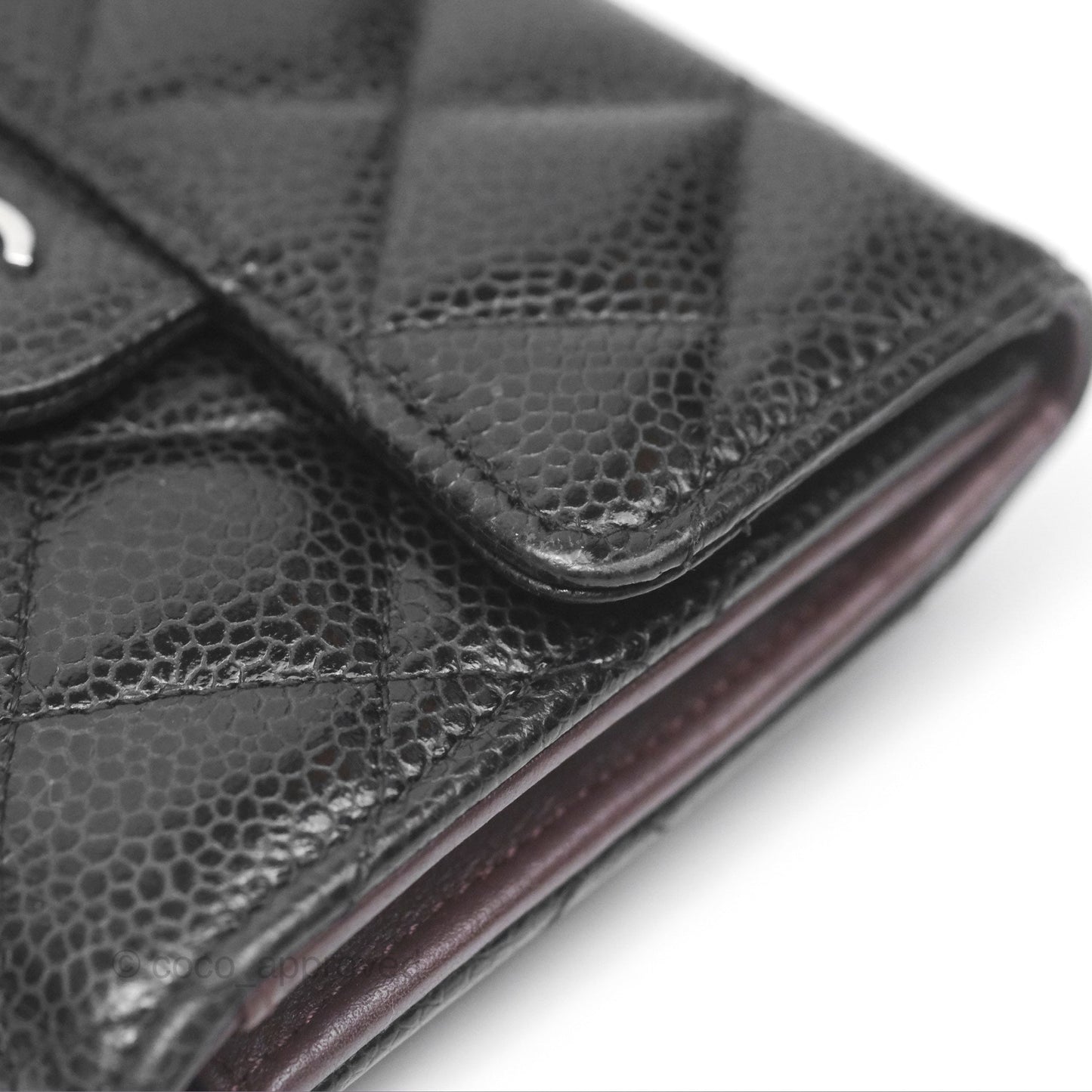 Chanel Classic Short Flap Wallet Black Caviar Silver Hardware