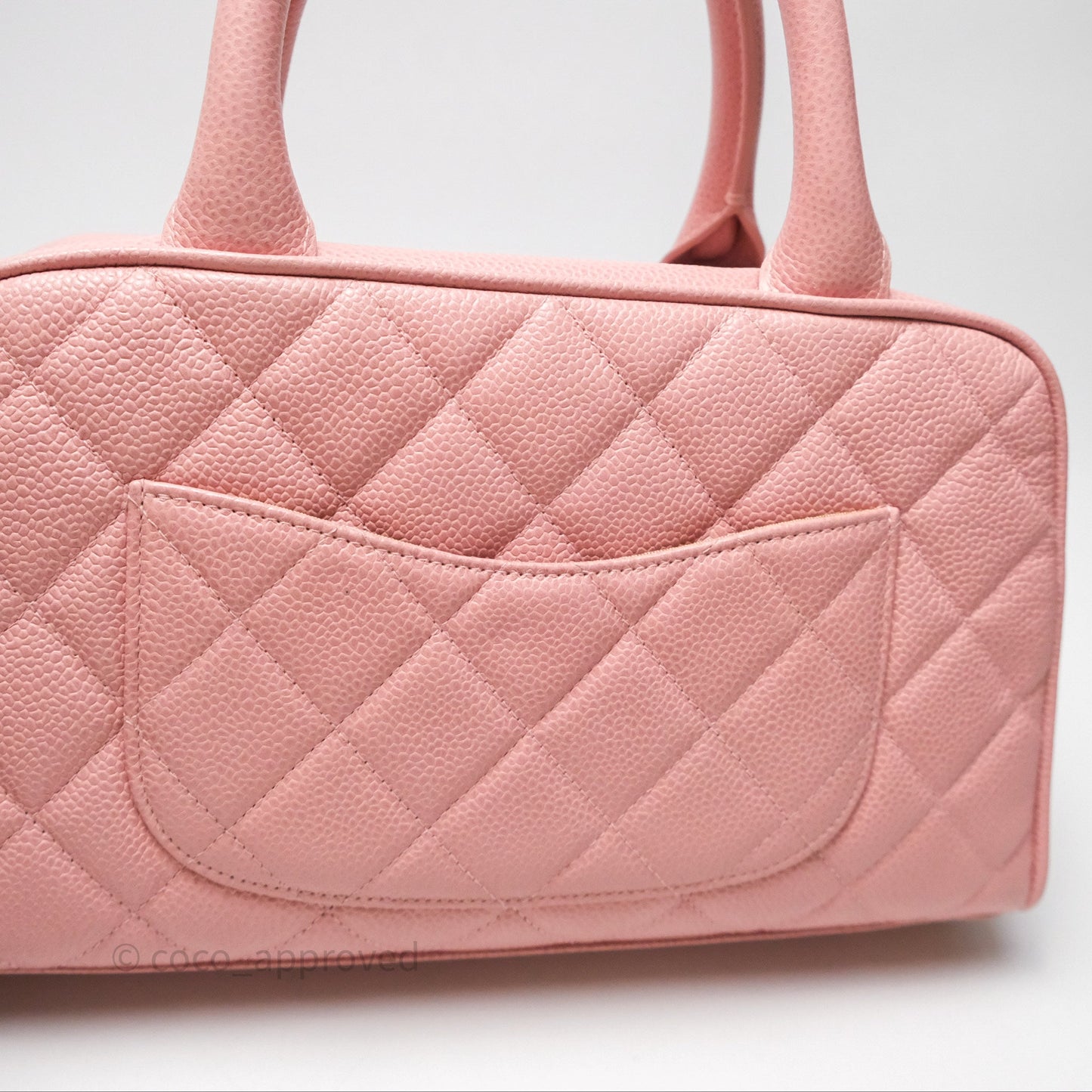 Chanel Vintage Mini CC Boston Bag Sakura Pink Caviar Gold Hardware