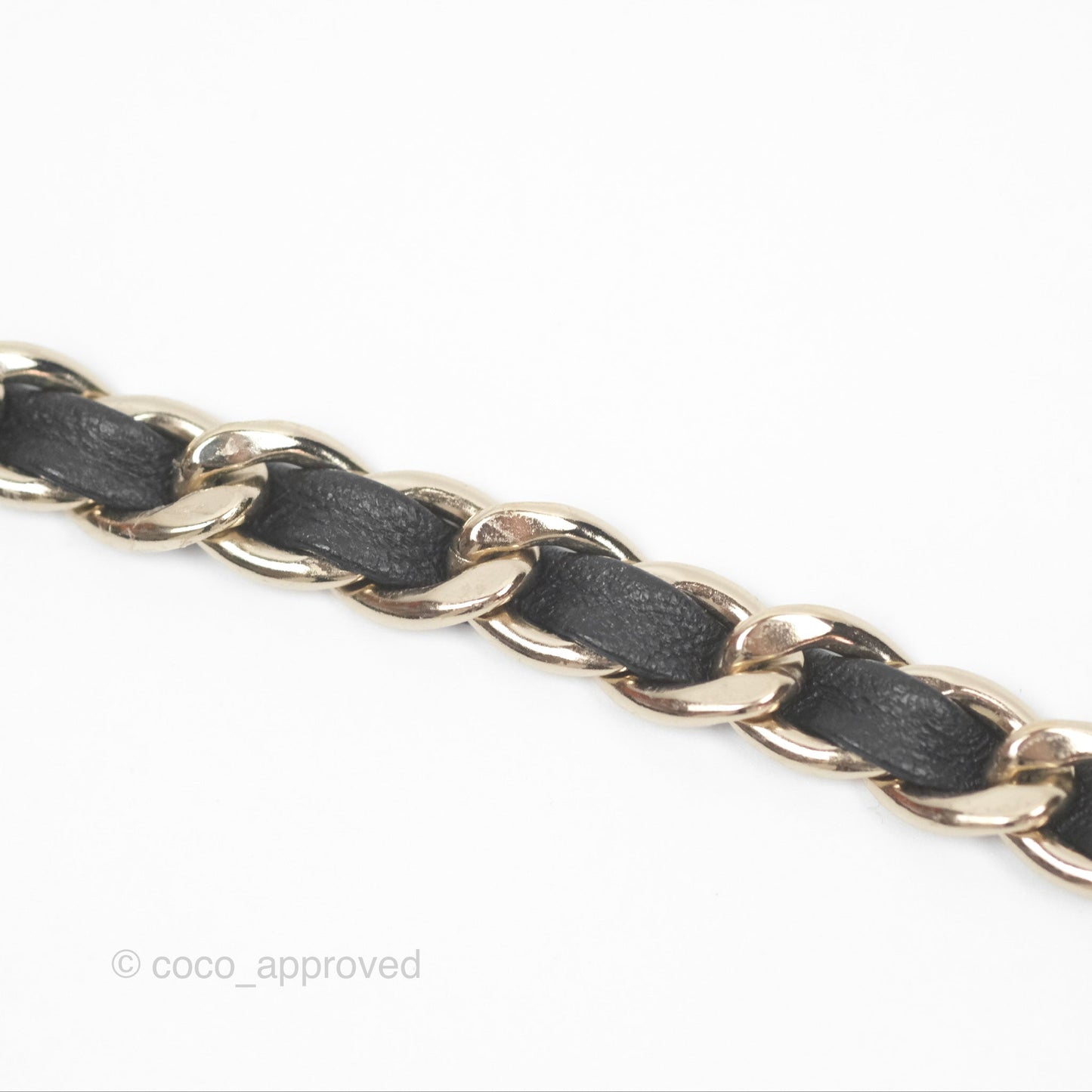 Chanel Black Leather CC Headband Gold Tone 22P