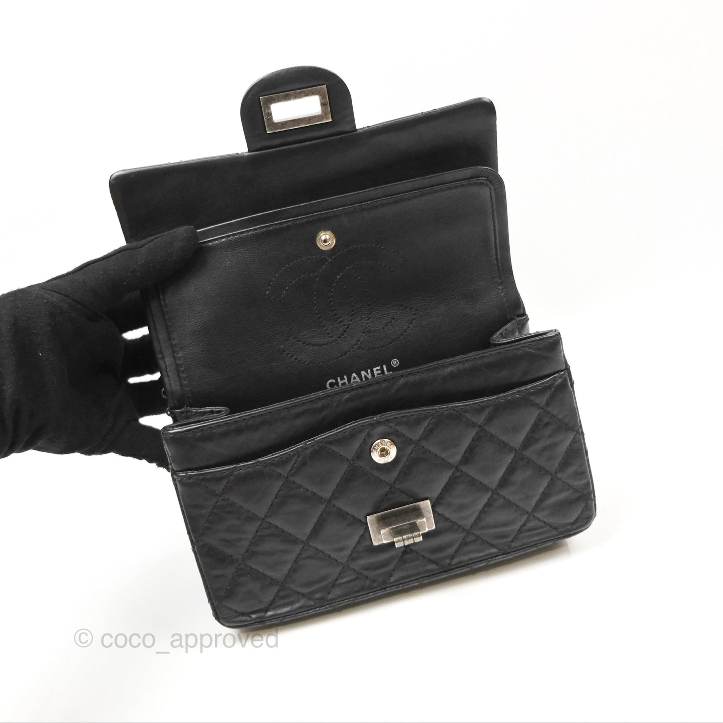 Chanel Mini Reissue 224 Black Aged Calfskin Ruthenium Hardware