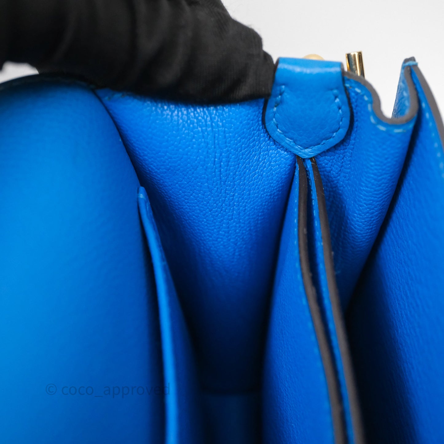 Hermès Roulis Mini 18 Bleu Zanzibar B3 Evercolor Gold Hardware