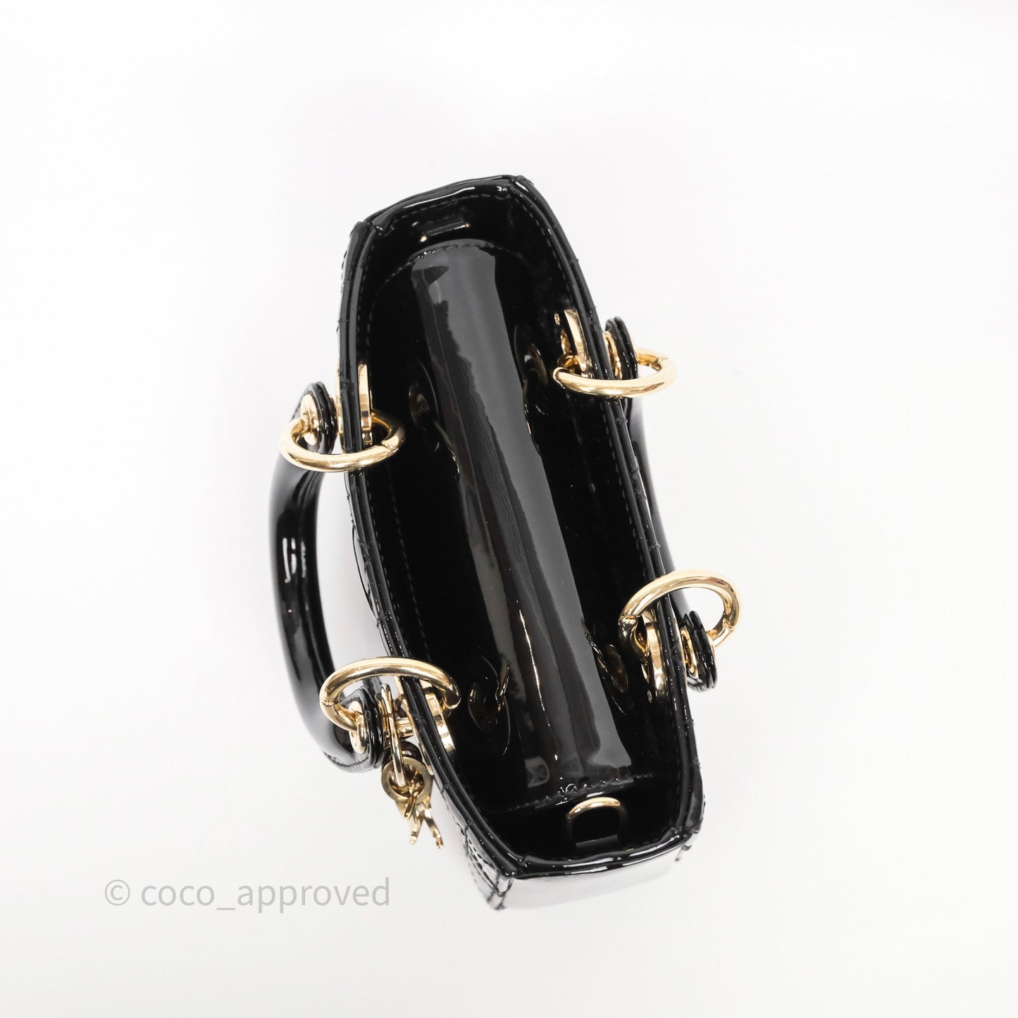 Christian Dior Micro Lady D-Joy Bag Black Patent Cannage Calfskin Gold Hardware