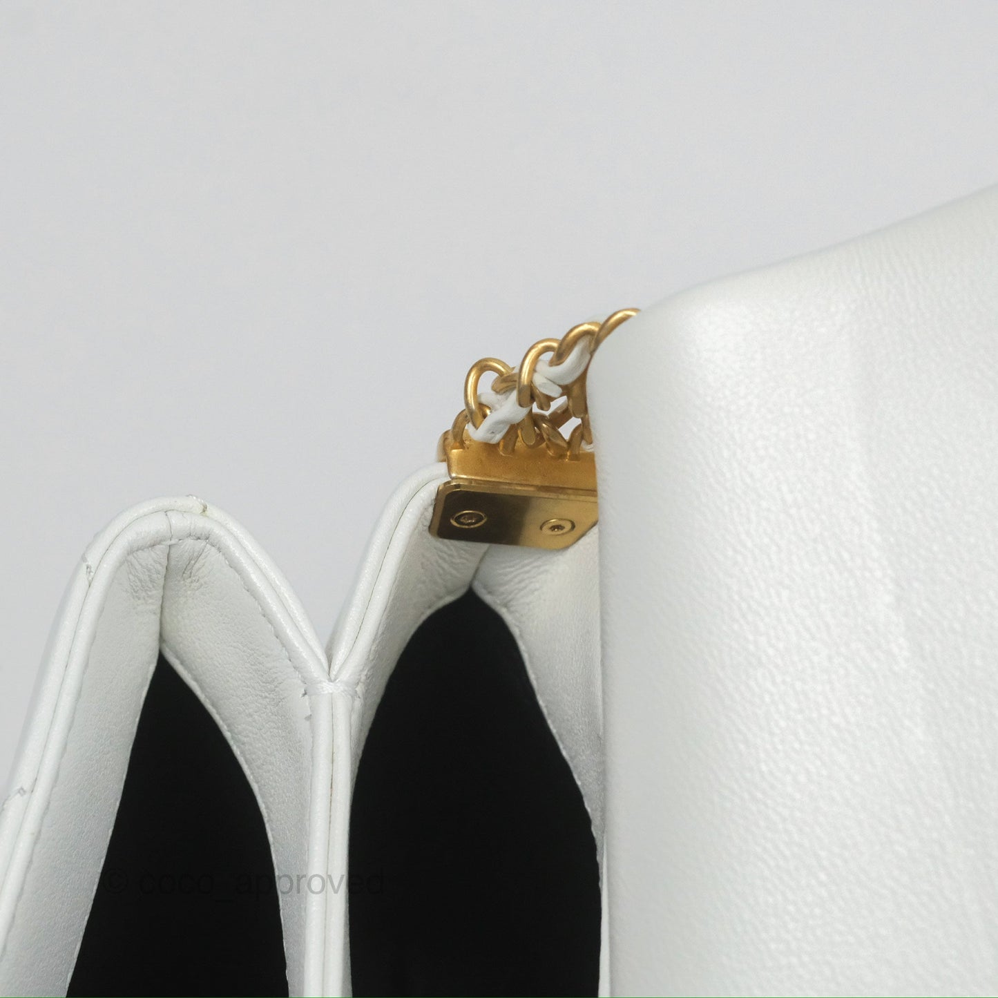 Chanel Adjustable Flap Bag White Calfskin Aged Gold Hardware