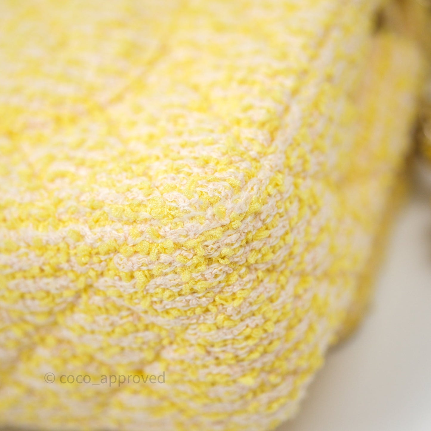 Chanel Classic M/L Medium Flap Quilted Yellow Tweed Gold Hardware
